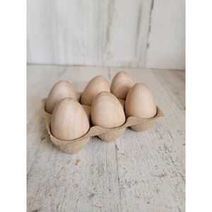 Easter brown wooden egg set spring home decor figure basket filler